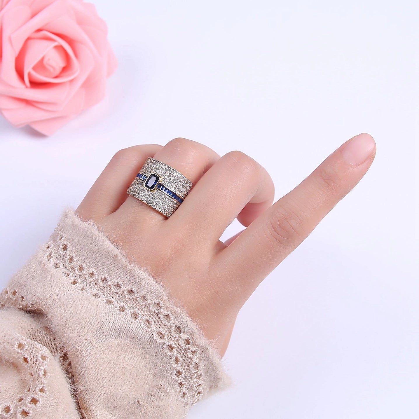 Pave Band Ring- Emerald