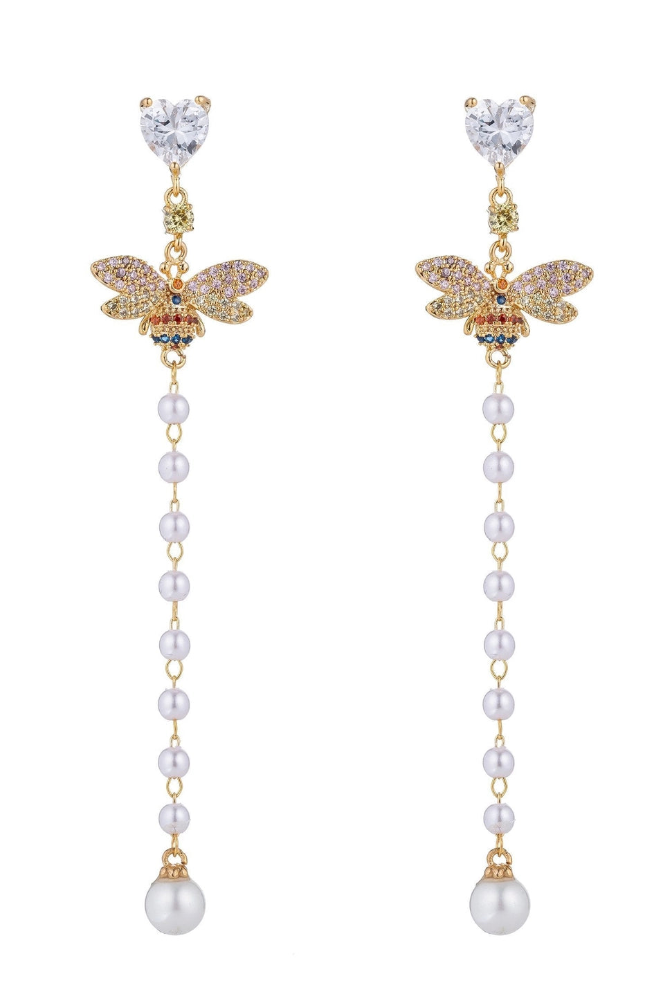 Pearl Drop Bee Earrings