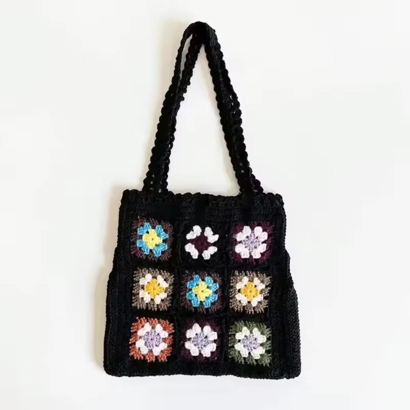 Crochet Boho Summer Tote- Black