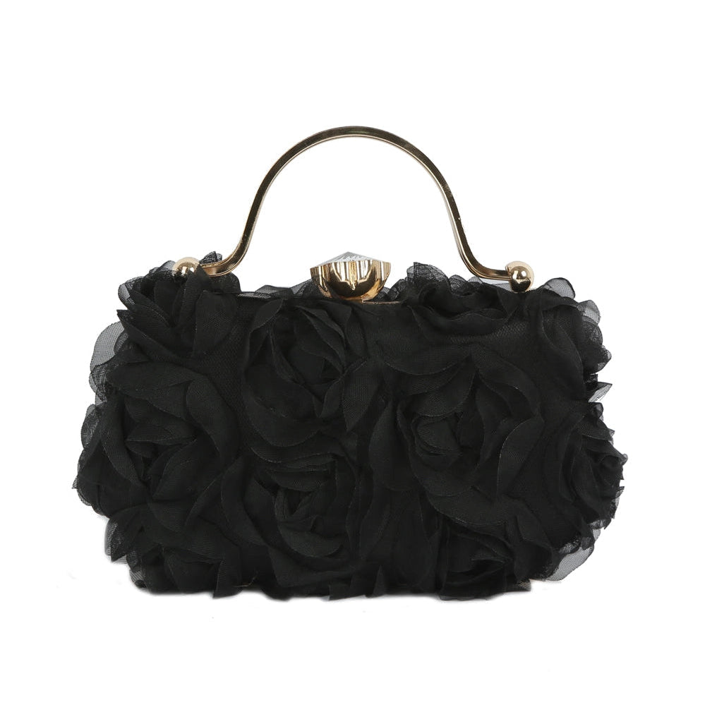 Rosette Evening Bag- Black