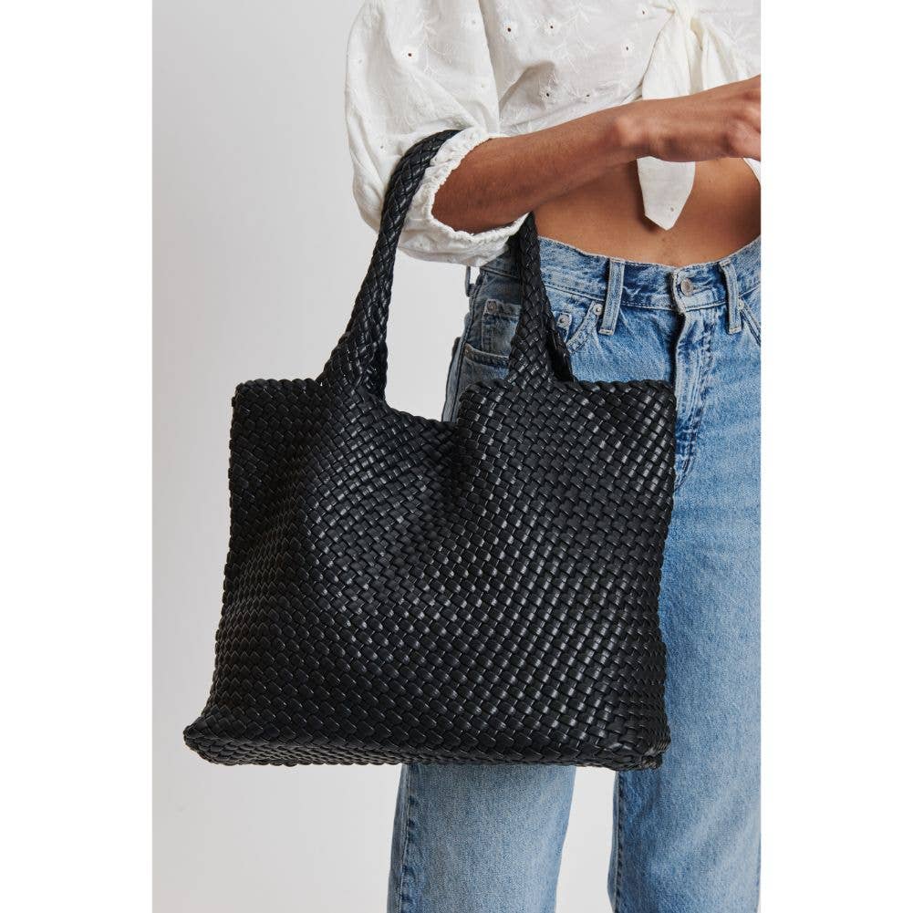 Solana Black Woven Tote