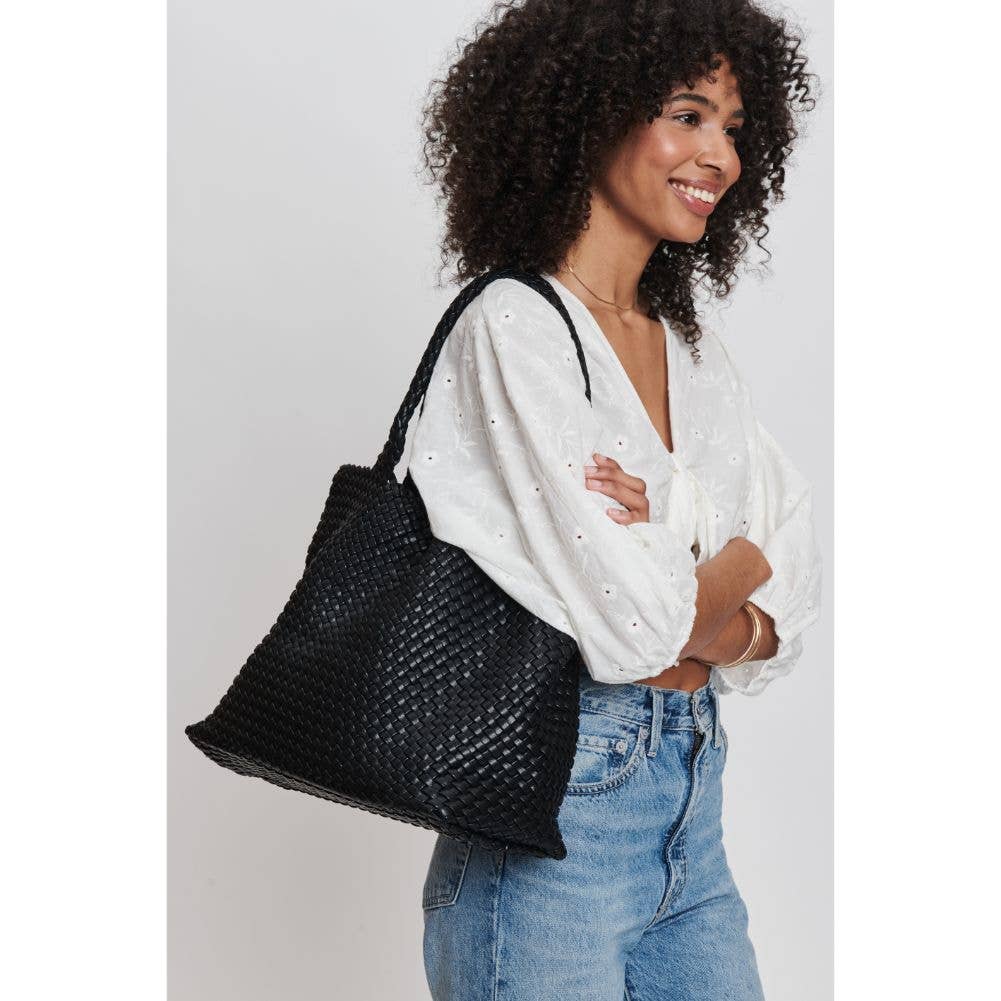 Solana Black Woven Tote