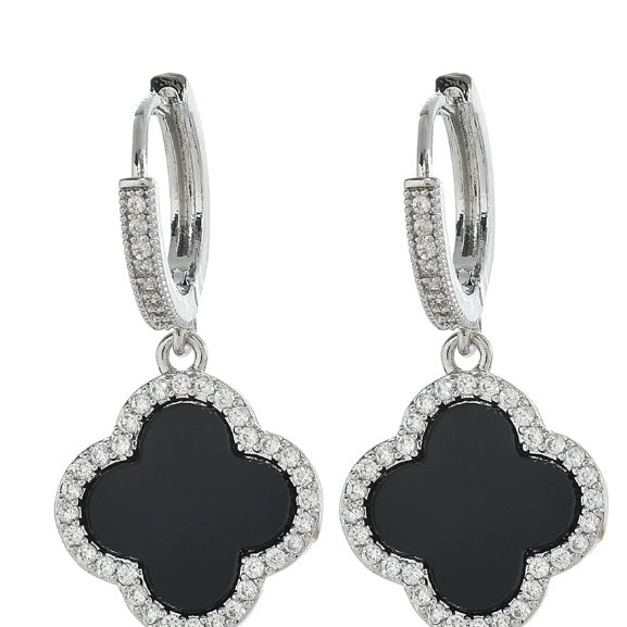 Clover Drop Earrings- Silver