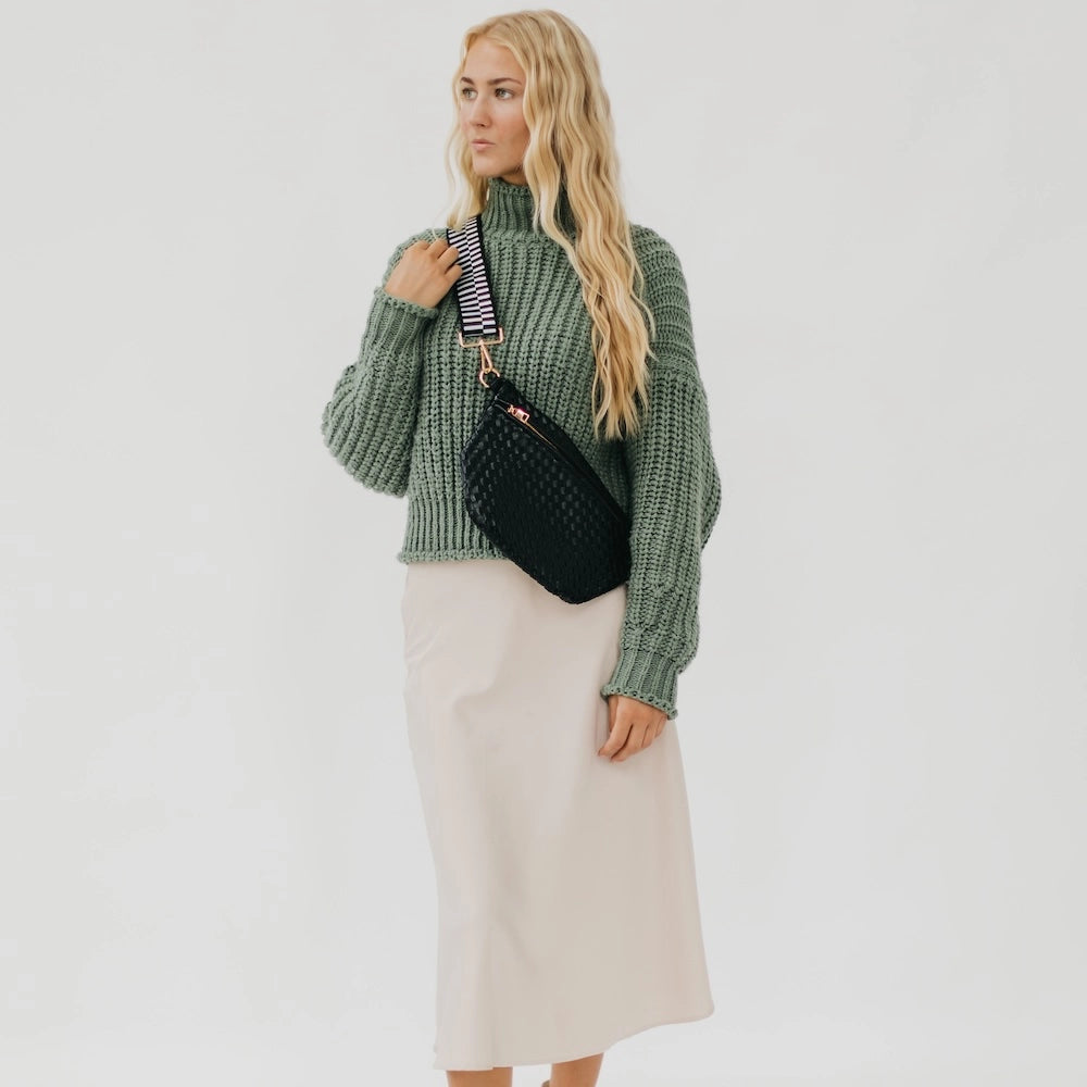 The Westlyn Woven Crossbody Bum Bag- Solid Black