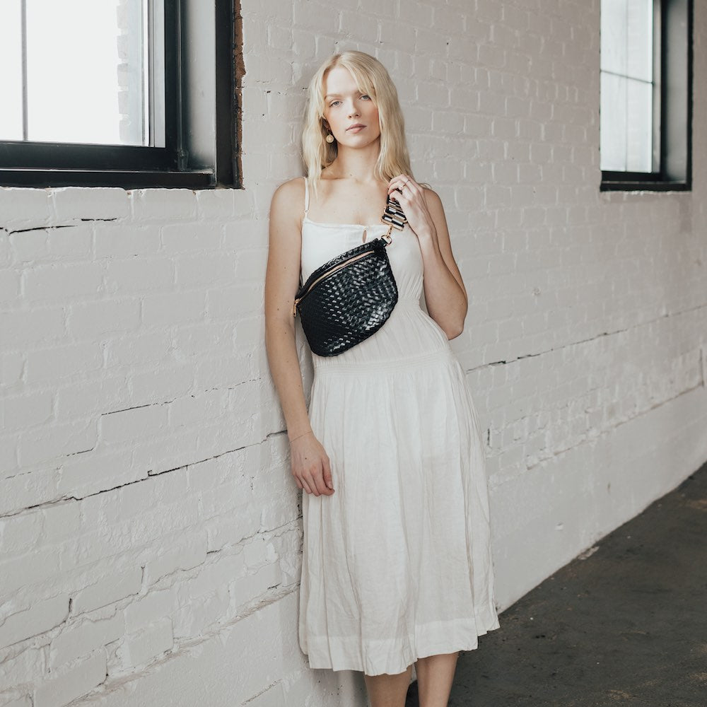 The Westlyn Woven Crossbody Bum Bag- Solid Black