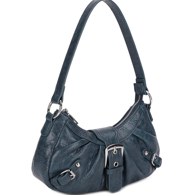 Mini Buckle Shoulder Bag- Vintage Blue