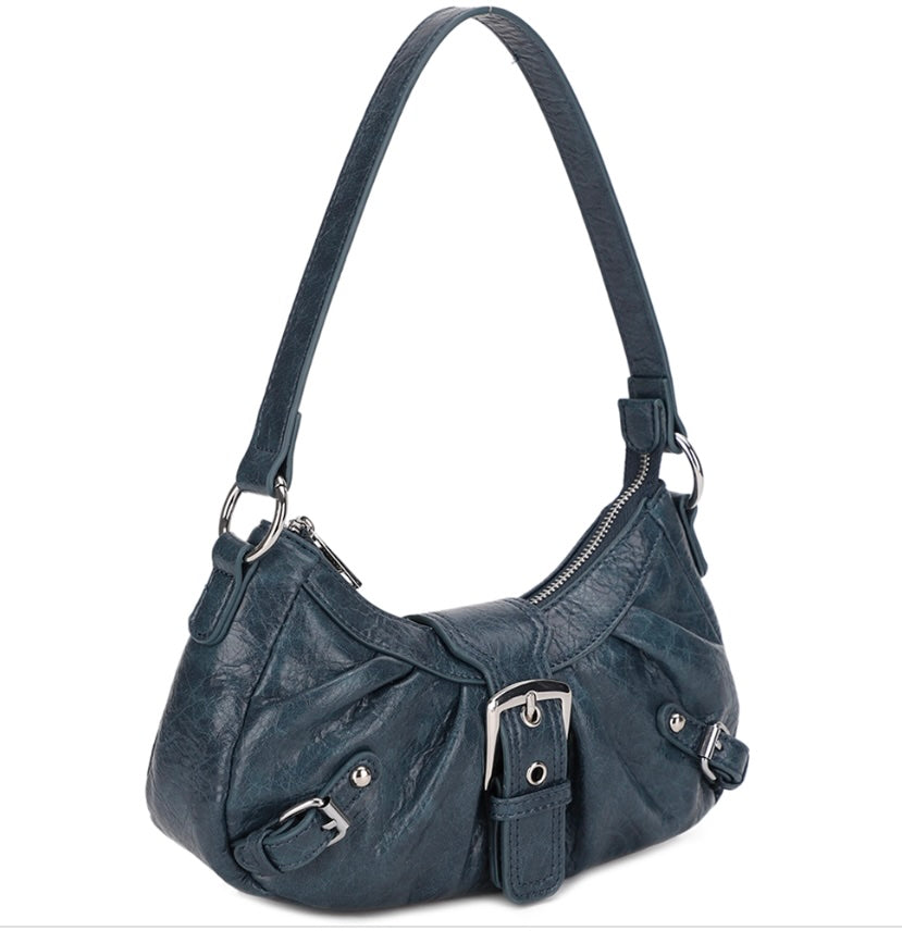 Mini Buckle Shoulder Bag- Vintage Blue
