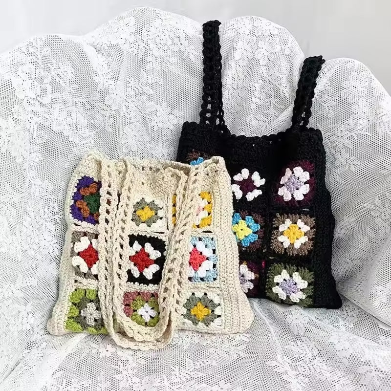 Crochet Boho Summer Tote- Black