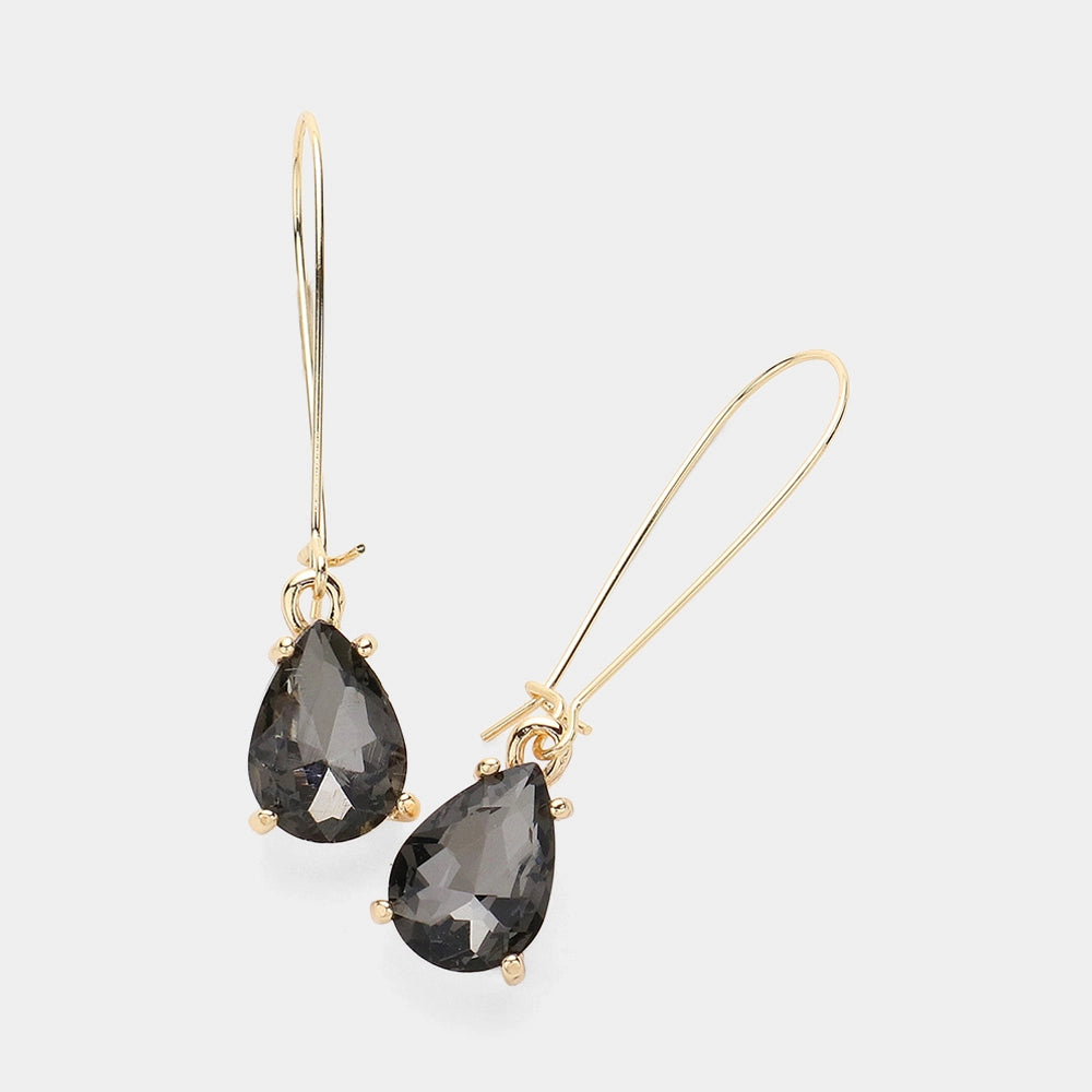 Kidney Wire Dangle Earrings- Charcoal