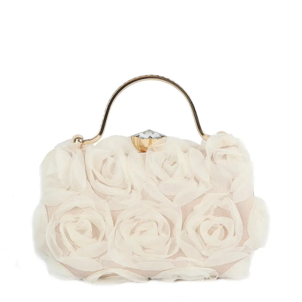 Rosette Evening Bag- Ivory
