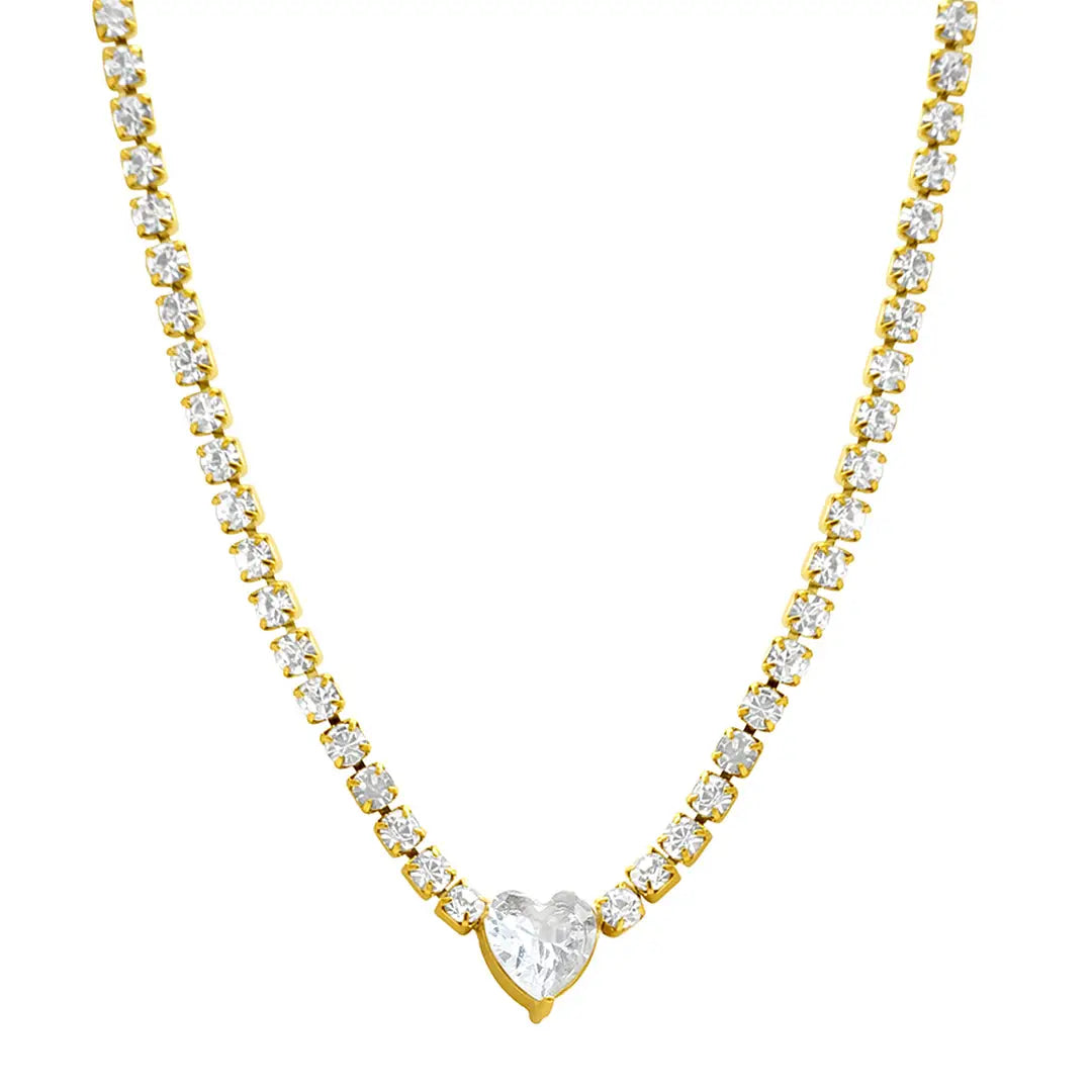 Crystal Heart Tennis Necklace Choker