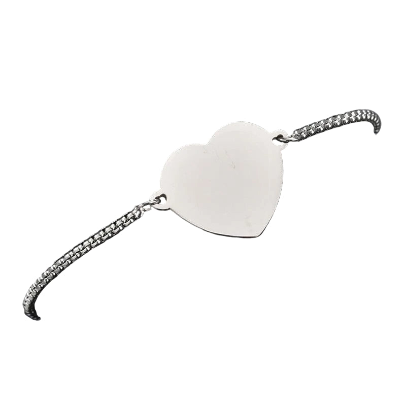 Silver Heart Pull Tie Bracelet