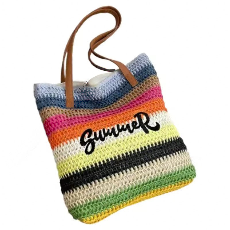 The Embroidered Beach Tote- Light Blue