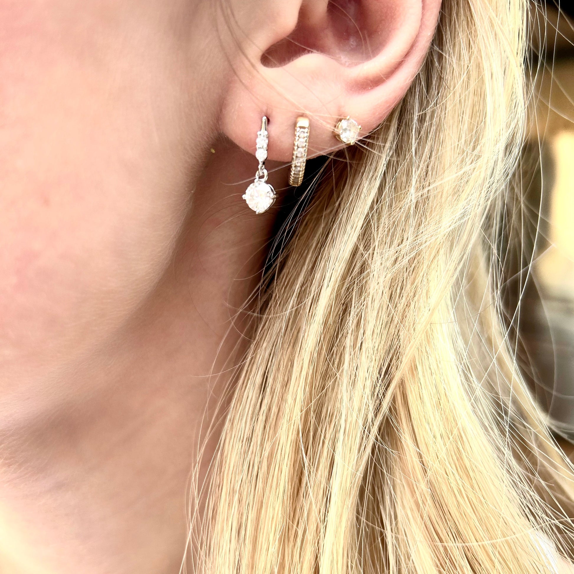 Mini Moissanite Sterling Drop Earrings