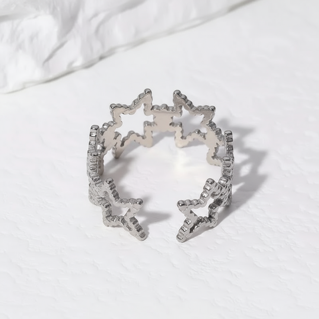 Adjustable Star Ring- Silver