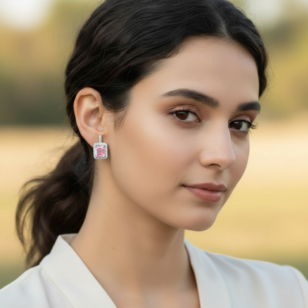 Pink & Silver Mini Earrings