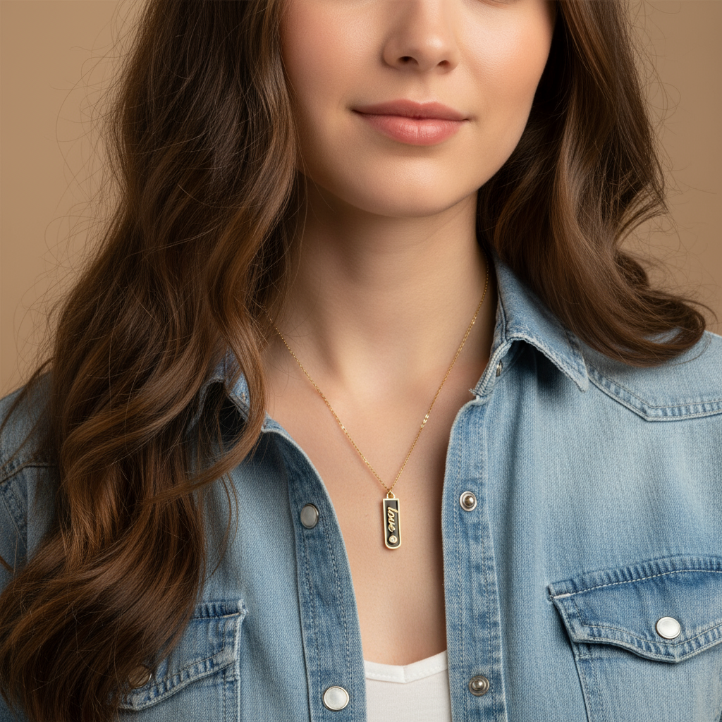 Love Tag Necklace- Black