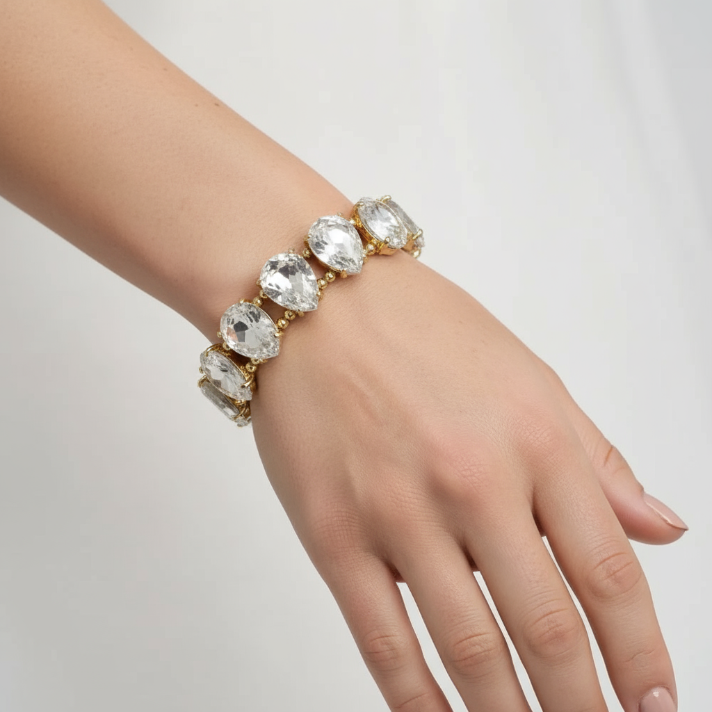 Chunky Crystal Stretch Bracelet- Clear