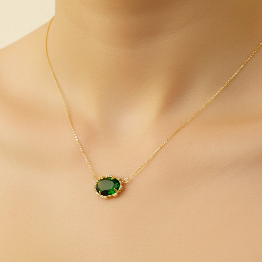 Glass Jewel Pendant- Emerald