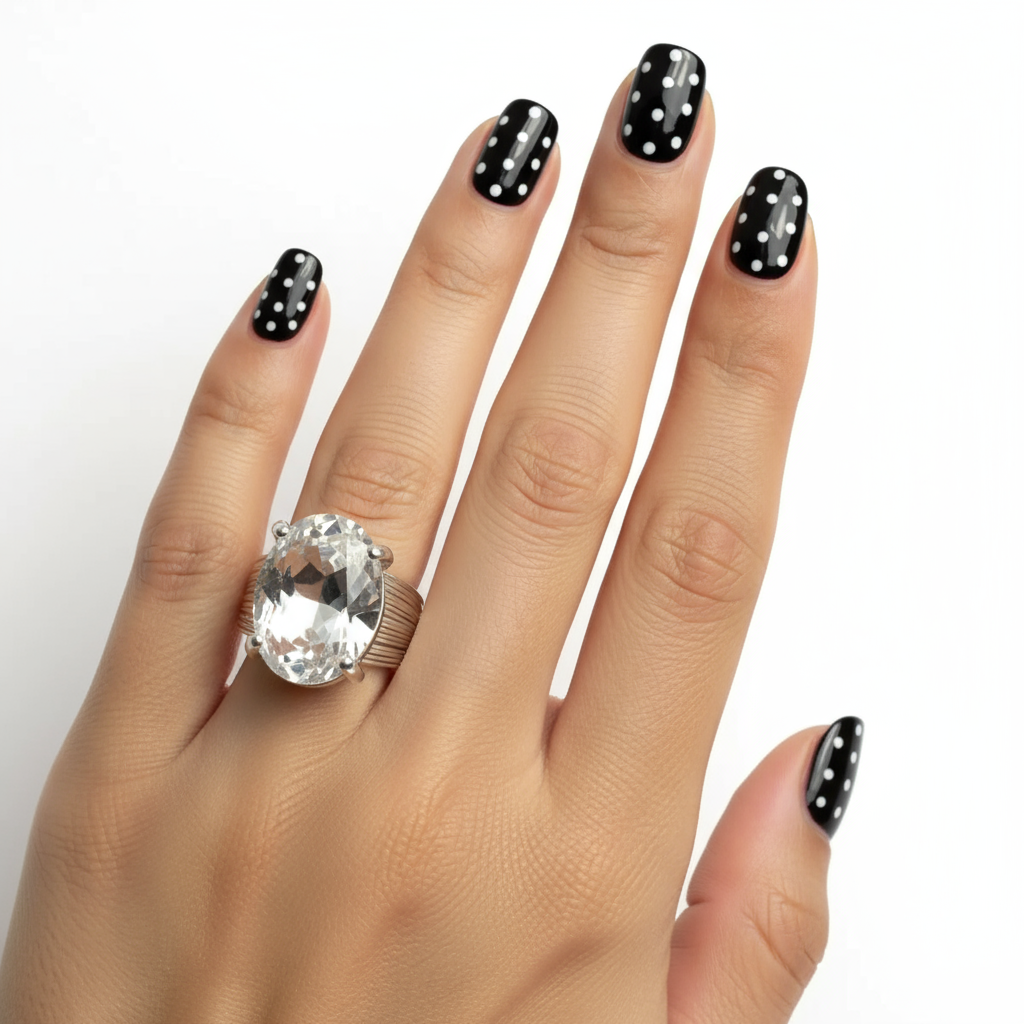 Solitaire Wire Ring- Clear & Silver