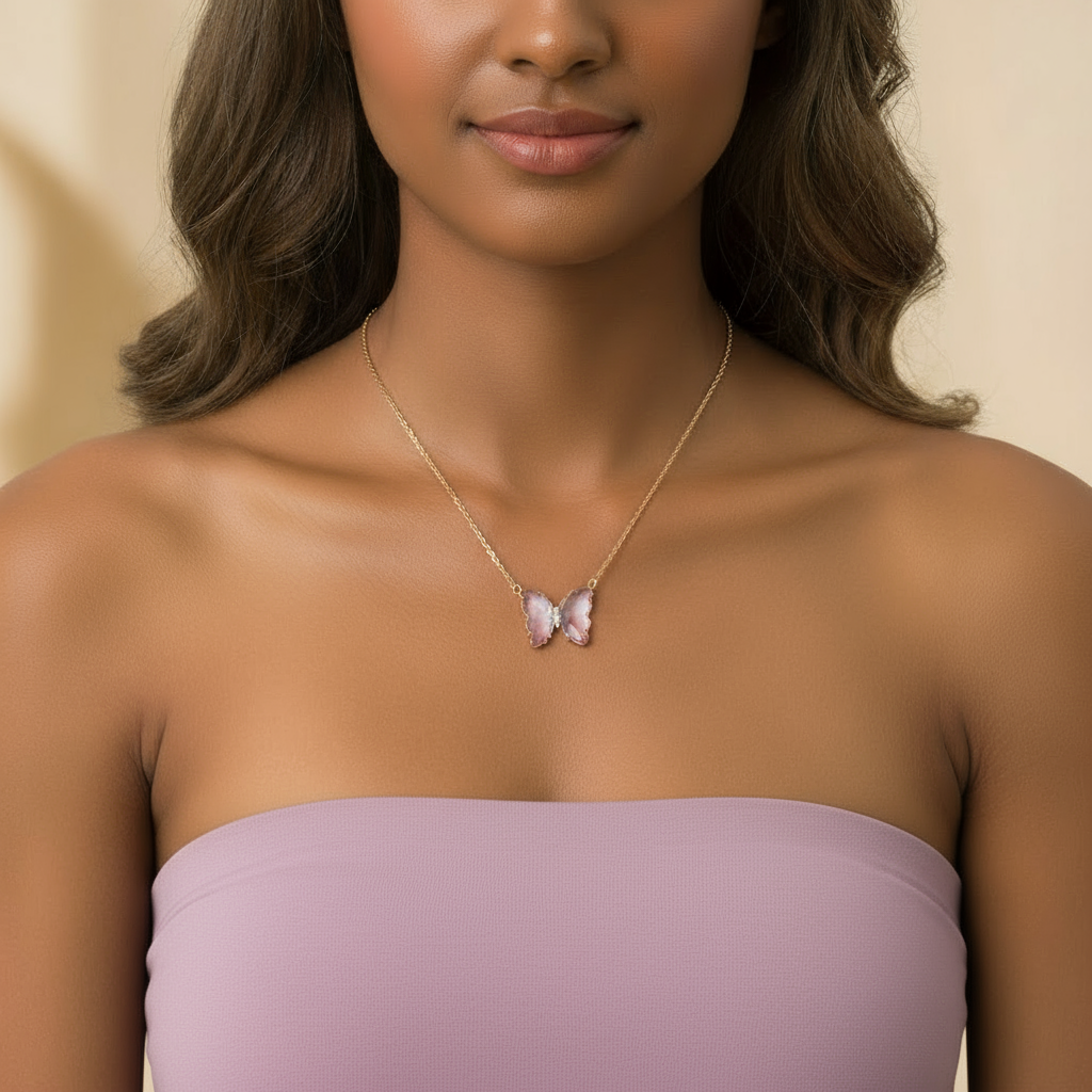 Larger Butterfly Necklace- Lilac