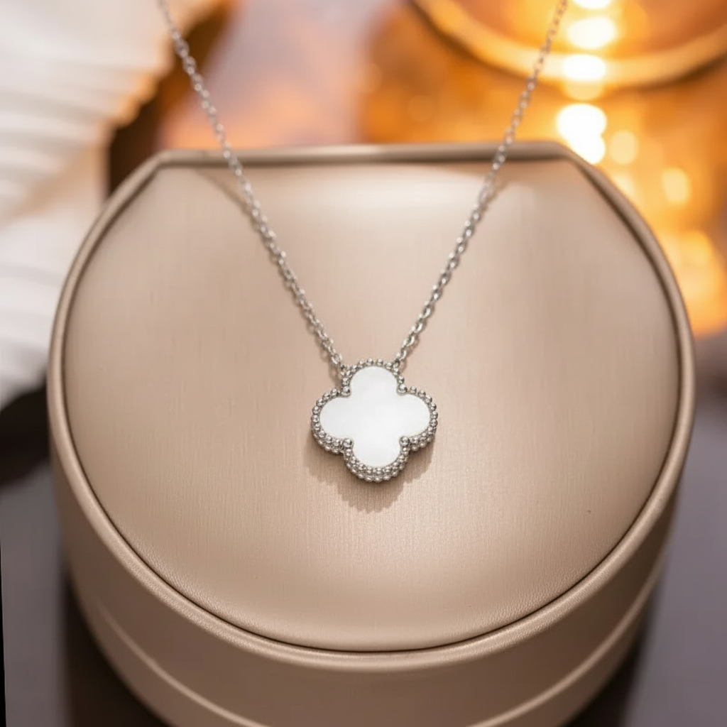 Mother Of Pearl Silver Clover Pendant