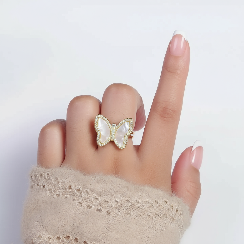 Mother of Pearl Butterfly Ring