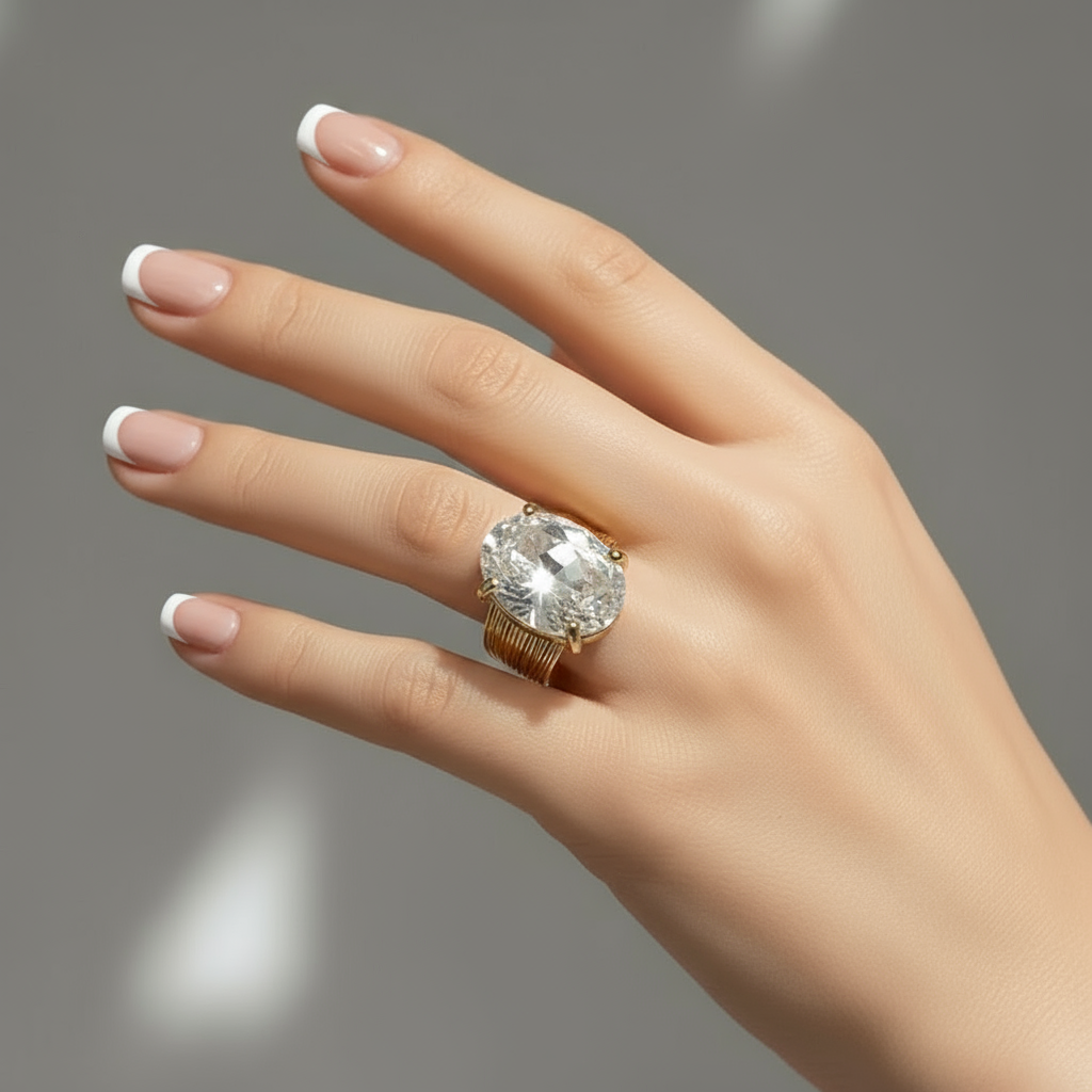 Solitaire Wire Ring- Clear & Gold
