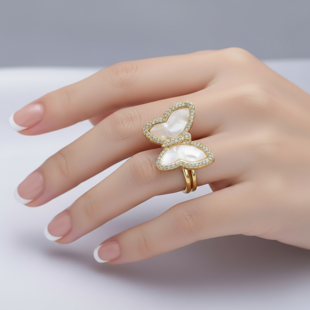 Mother of Pearl Butterfly Ring