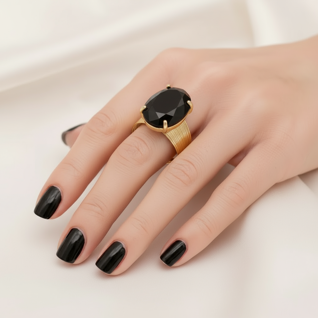 Solitaire Wire Ring- Black & Gold