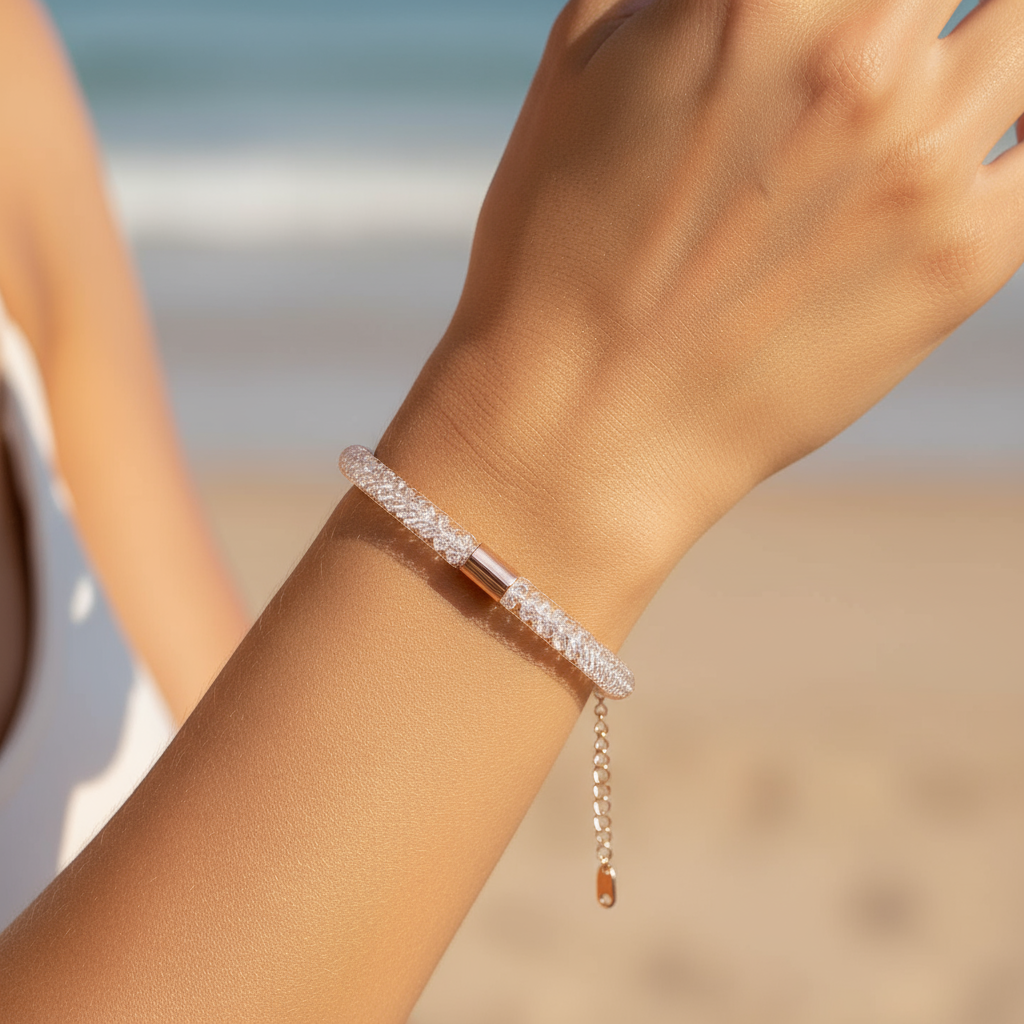 Clear Glass Bracelet- Rosegold