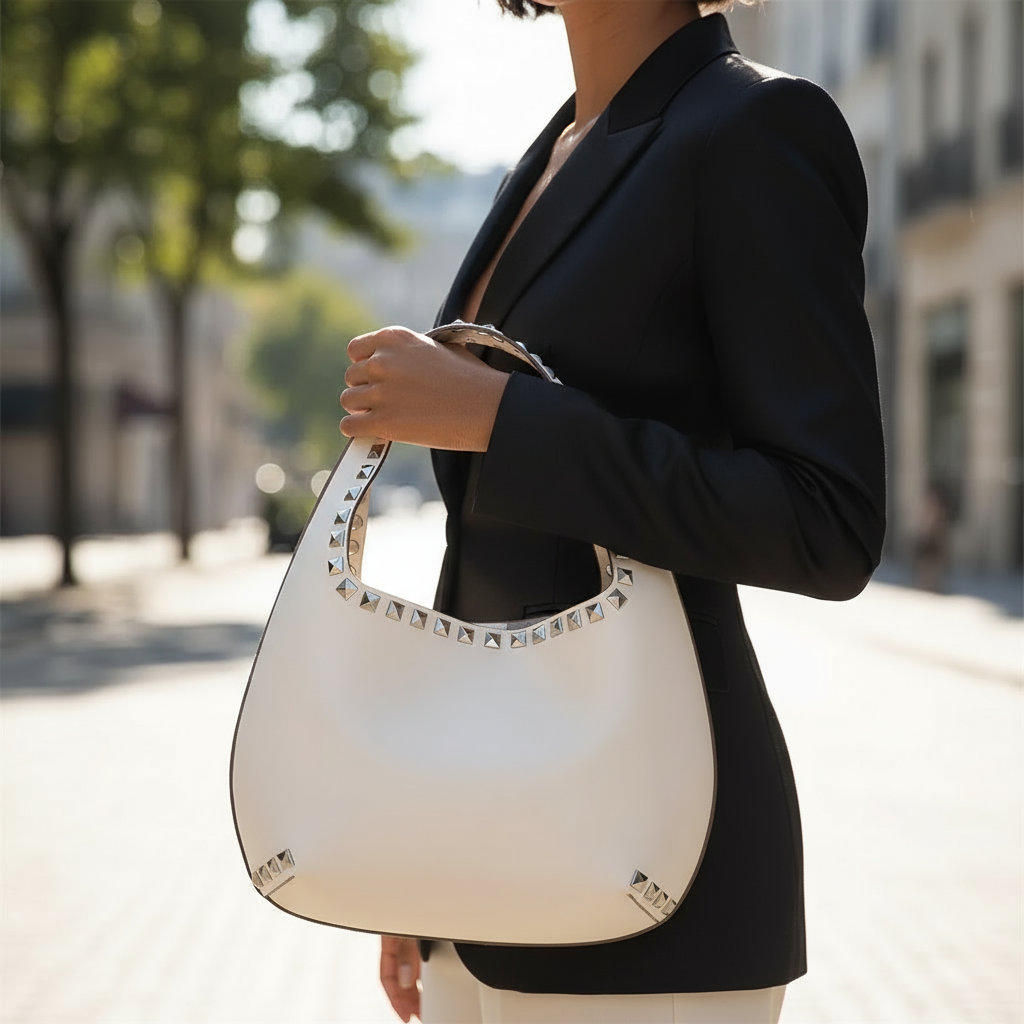 Valencia Studded Bag- Ivory