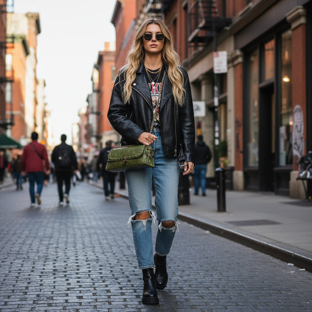 Lock Chain Shoulder & Clutch Bag- Moss