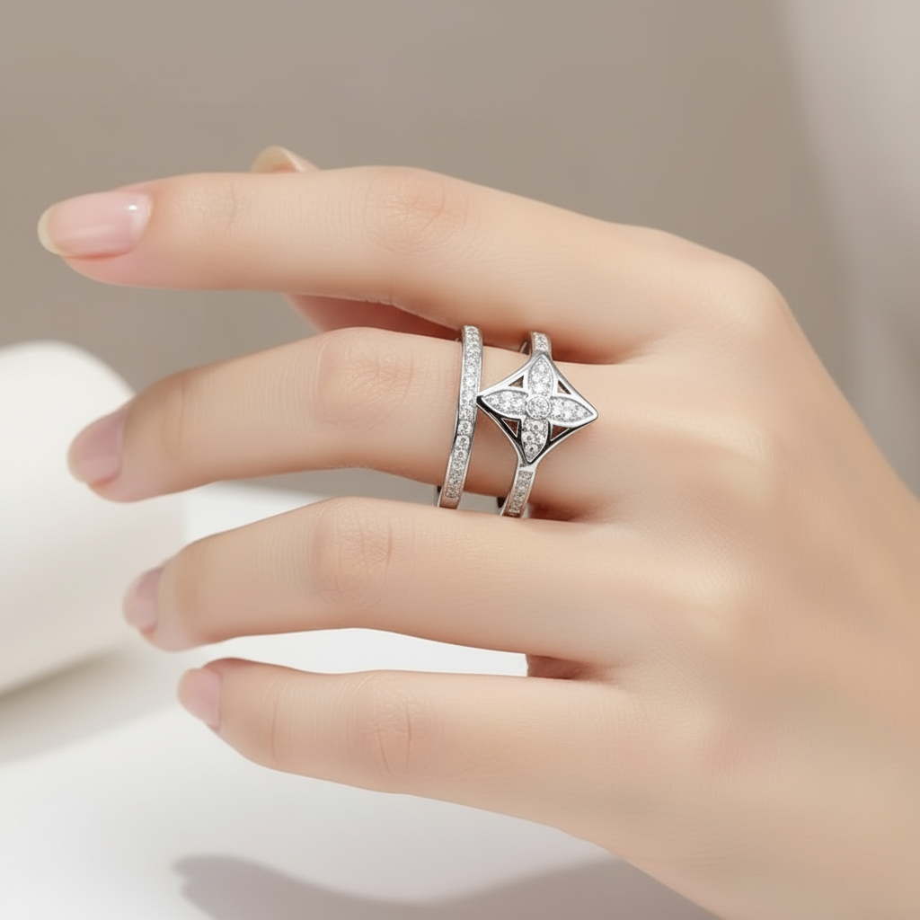 Clover Stack Ring- Silver