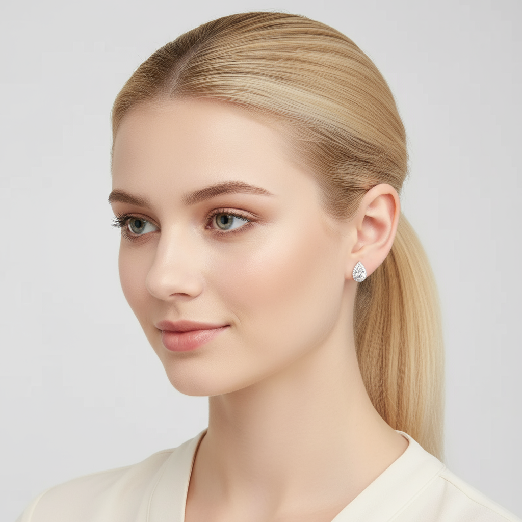 Moissanite Teardrop Studs