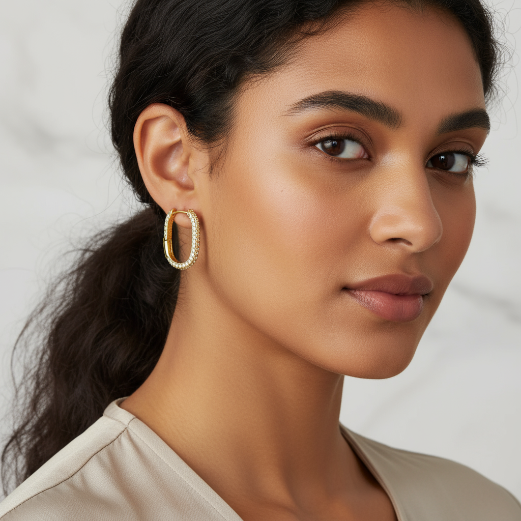 Mini Gold Oval Hoop Earrings