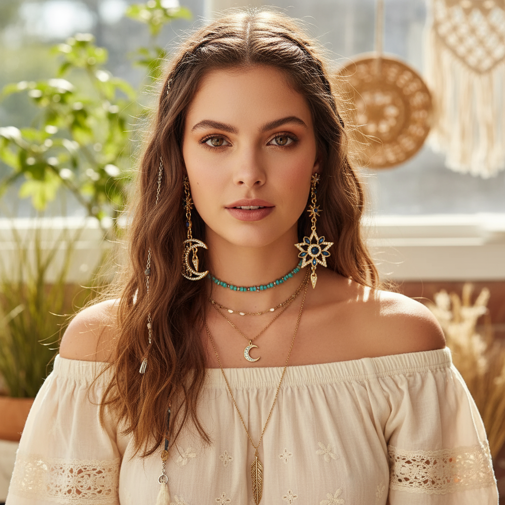 Navy & Gold Moon and Star Earrings