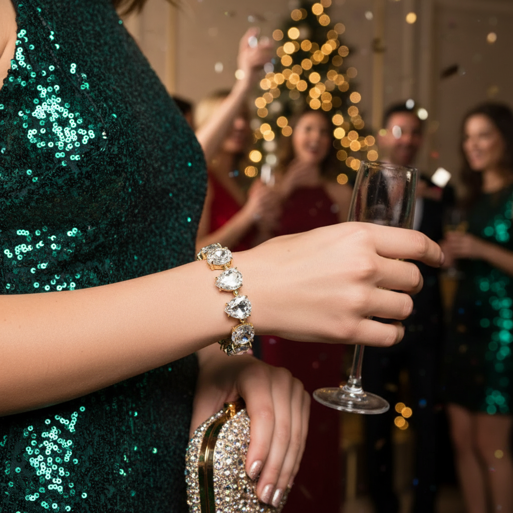 Chunky Crystal Stretch Bracelet- Clear