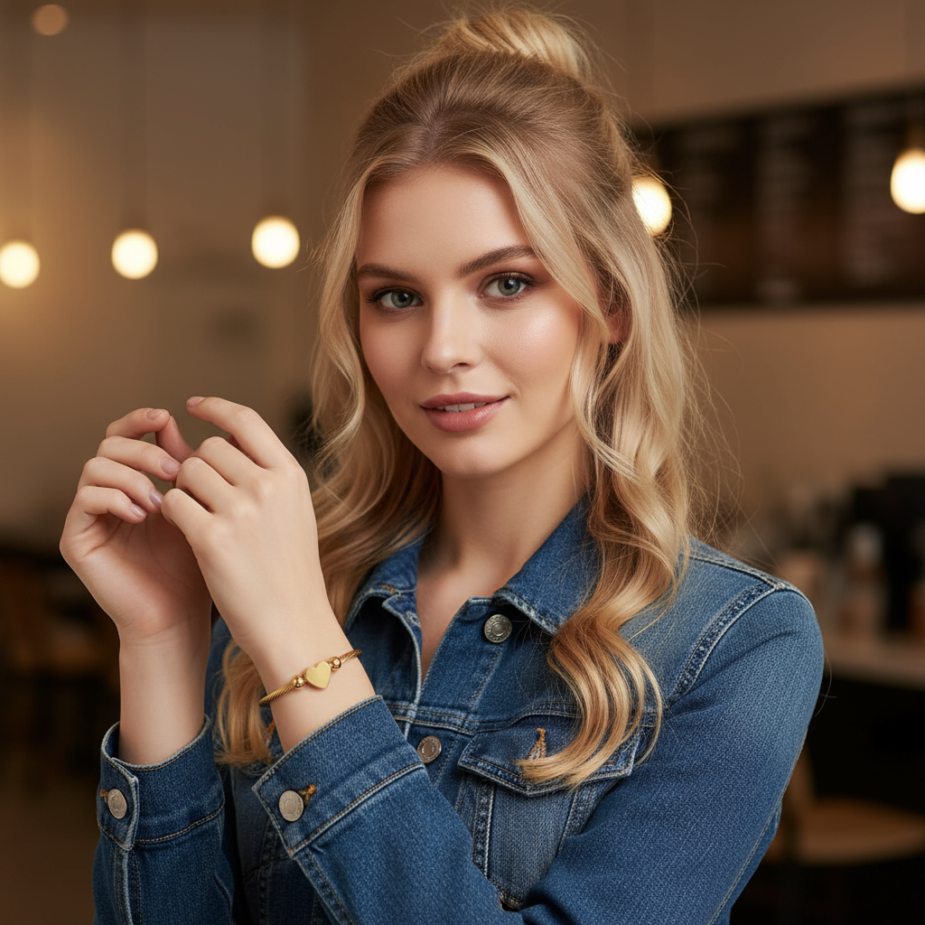 Heart Wrap Around Bracelet- Gold