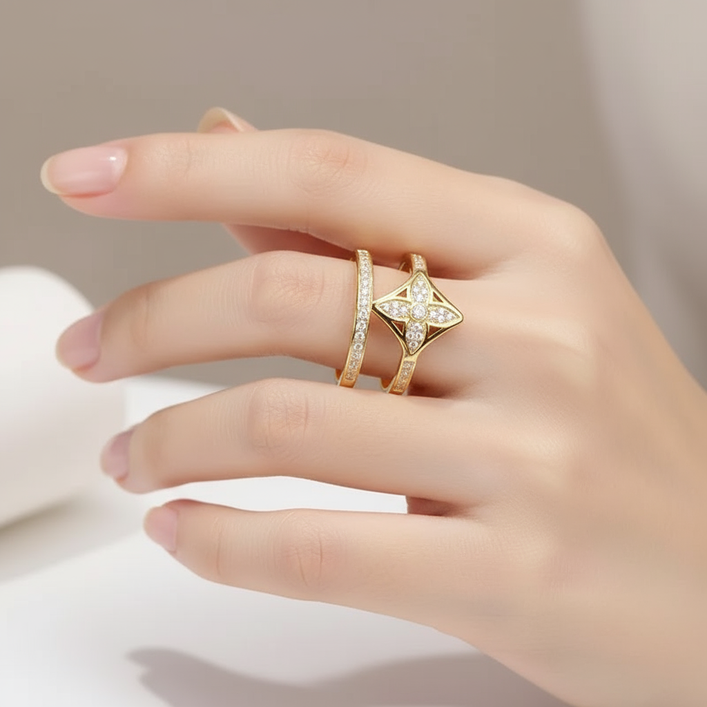 Clover Stack Ring- Gold