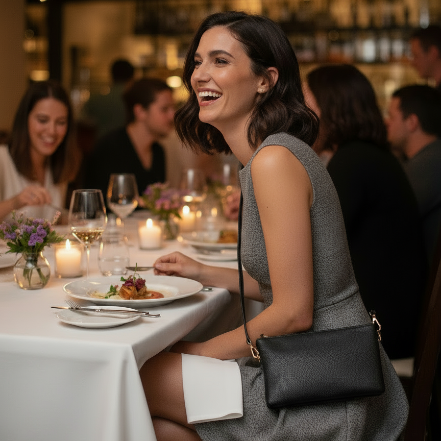 Girl's Night Out Shimmer Crossbody Bag- Onyx