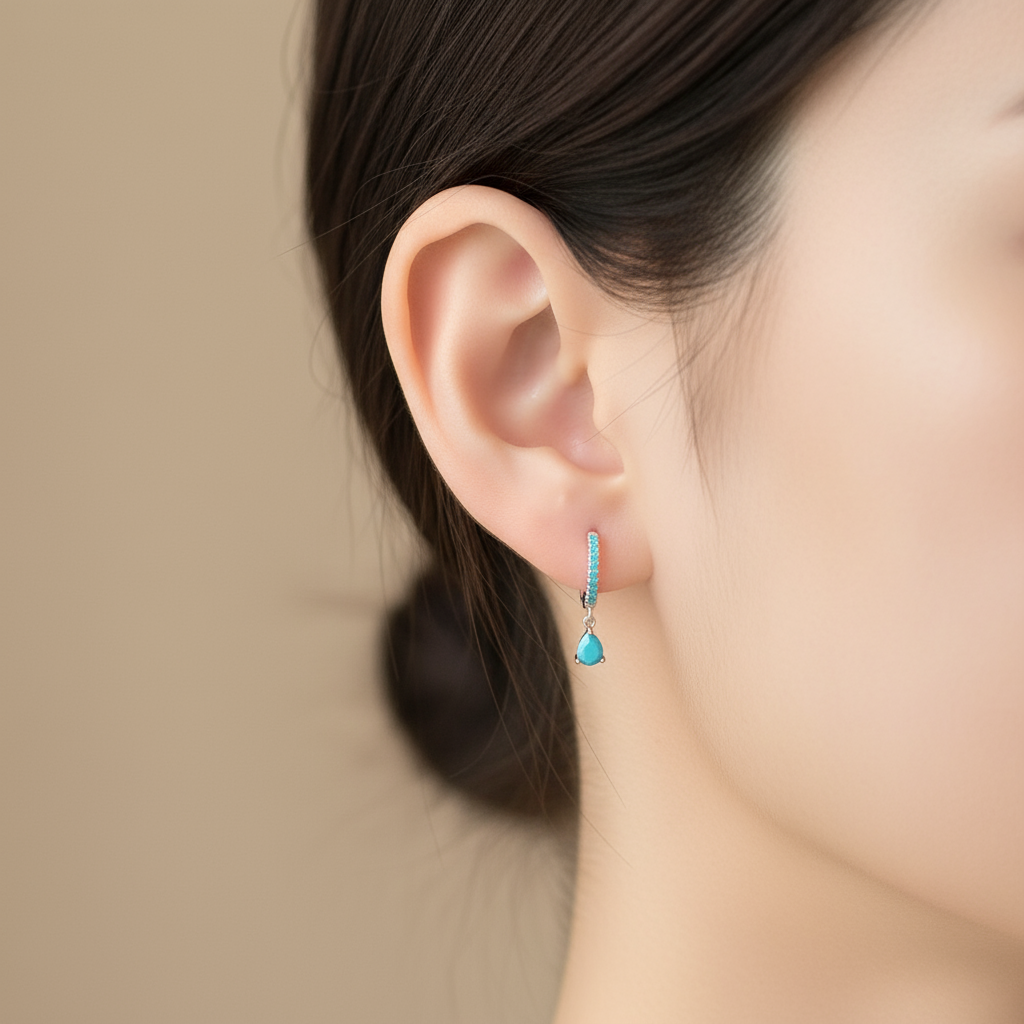 Turquoise & Silver Drop Earrings