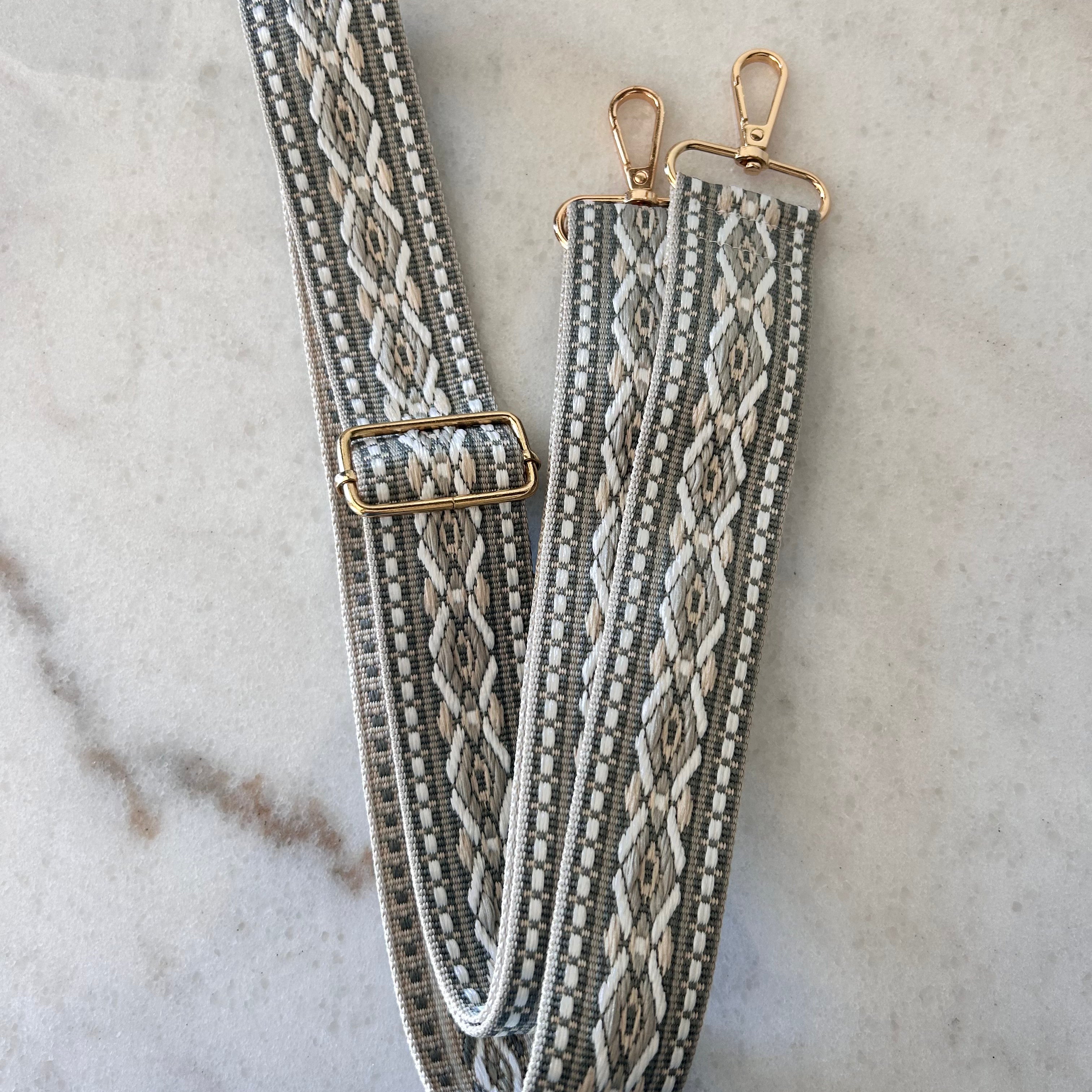 Bag Strap- Gray/ White