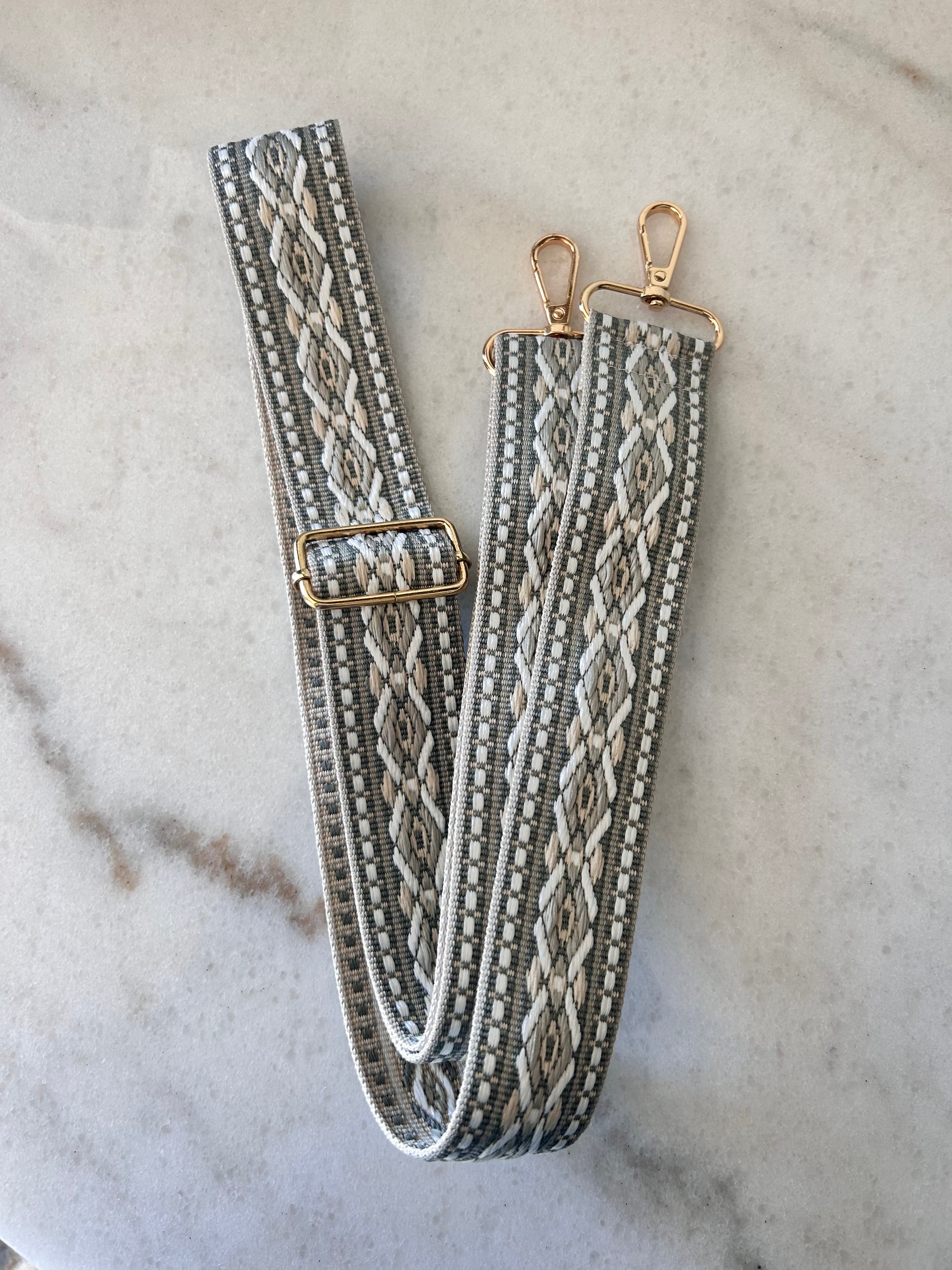 Bag Strap- Gray/ White