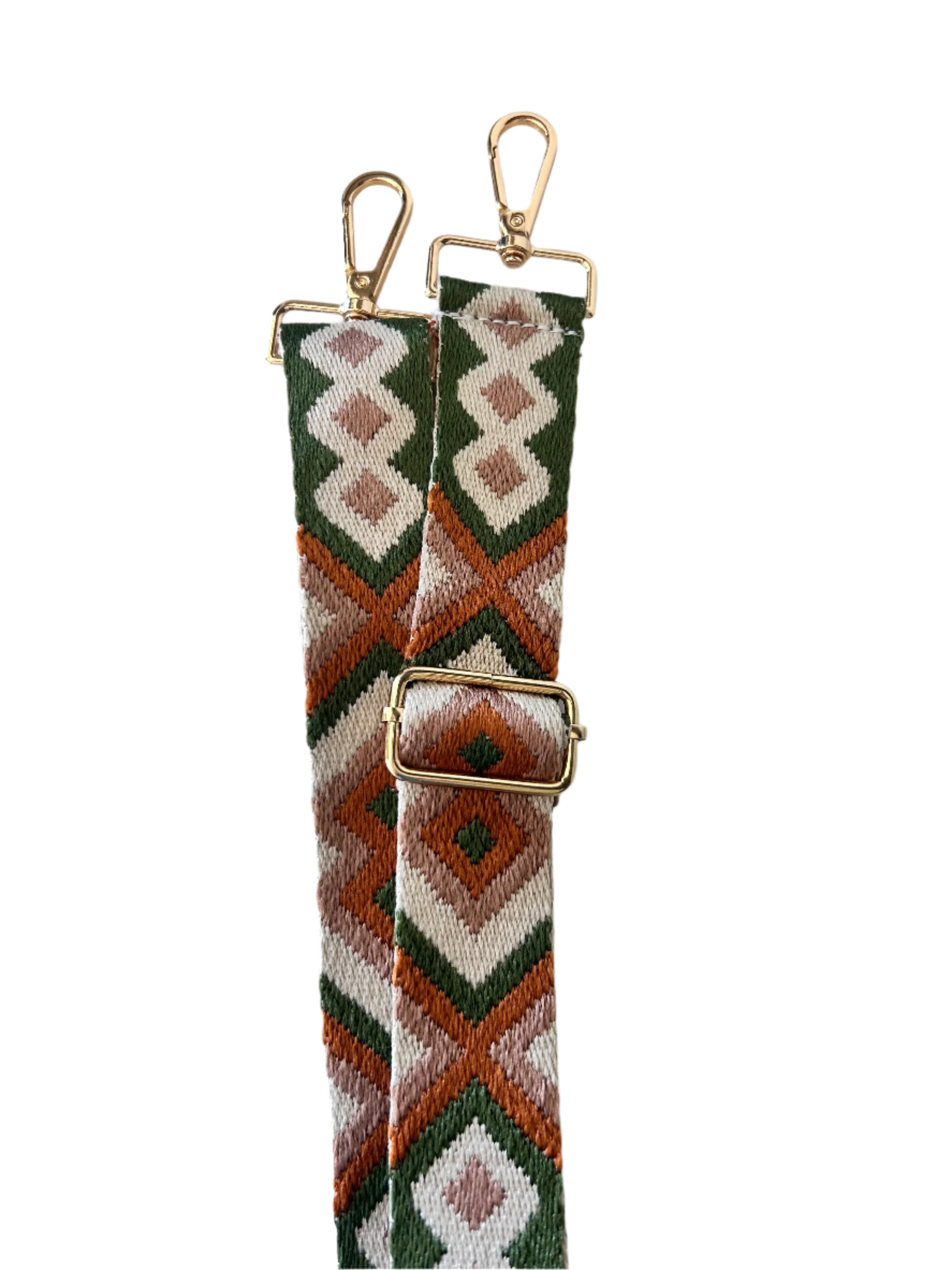 Bag Strap- Mauve/ Army Green
