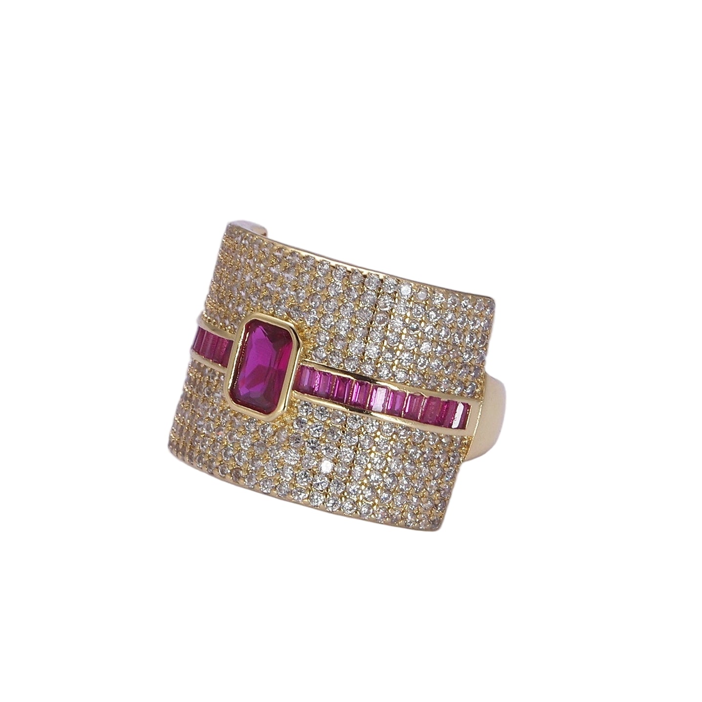 Pave Band Ring- Fuschia