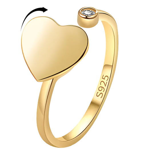Sterling Silver Heart Spinner Ring- Gold Plated