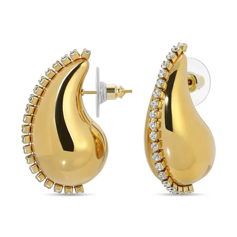 Golden Tuxedo Teardrop Earrings