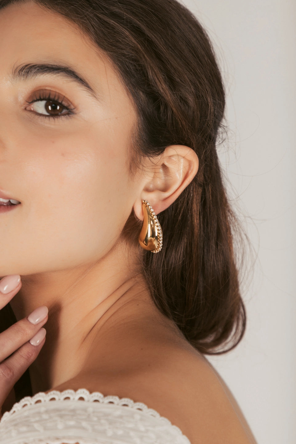 Golden Tuxedo Teardrop Earrings