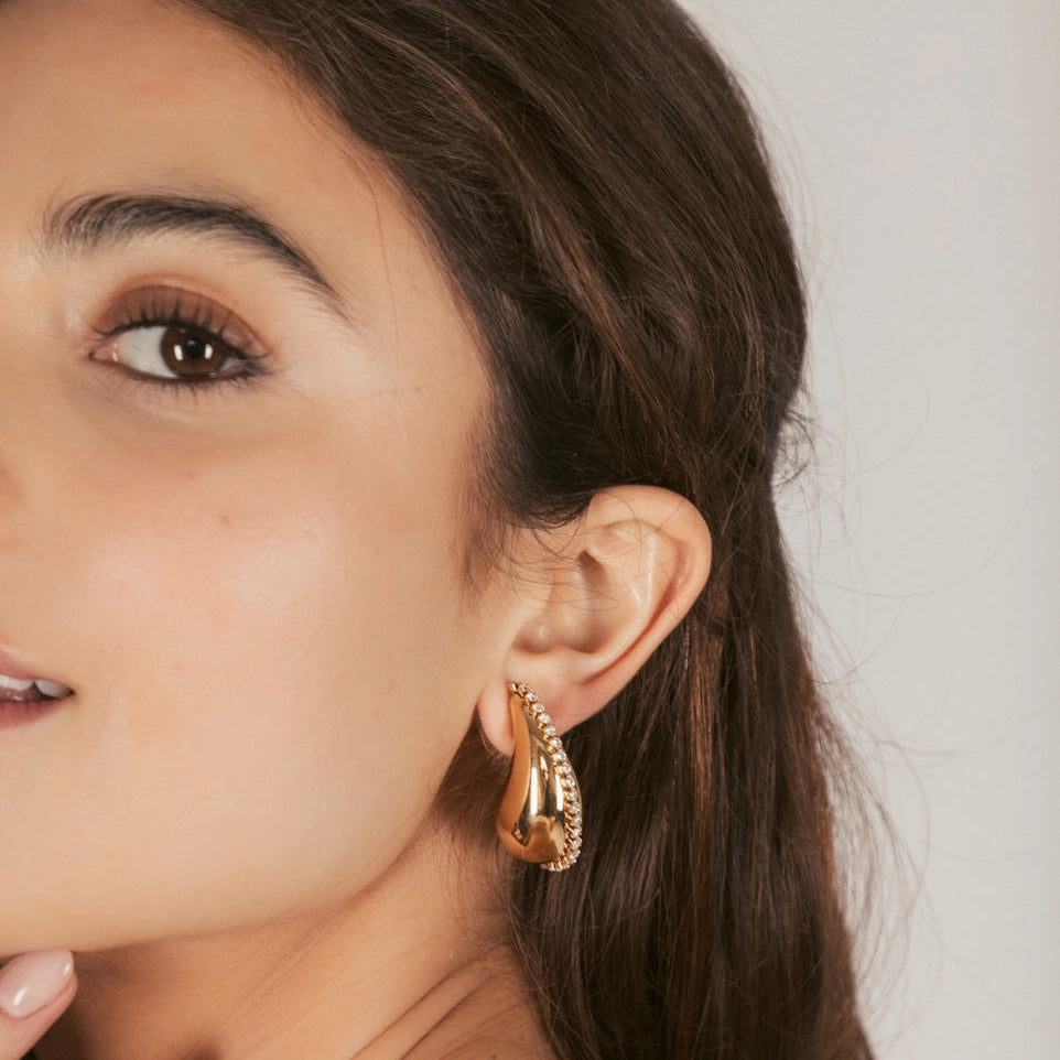 Golden Tuxedo Teardrop Earrings